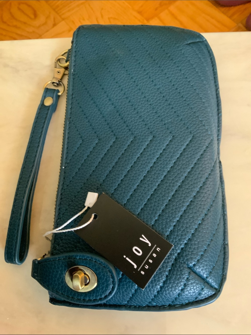 Joy Susan Blue Quilted Wristlet Clutch